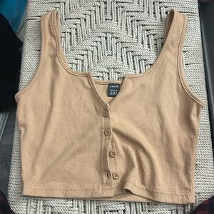 Button Down Cropped Tank Top